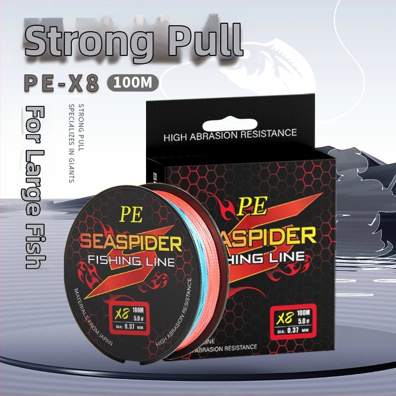 Seaspider galvenā zvejas līnija, 8-slānu Dyneema, PE materiāls, stipra