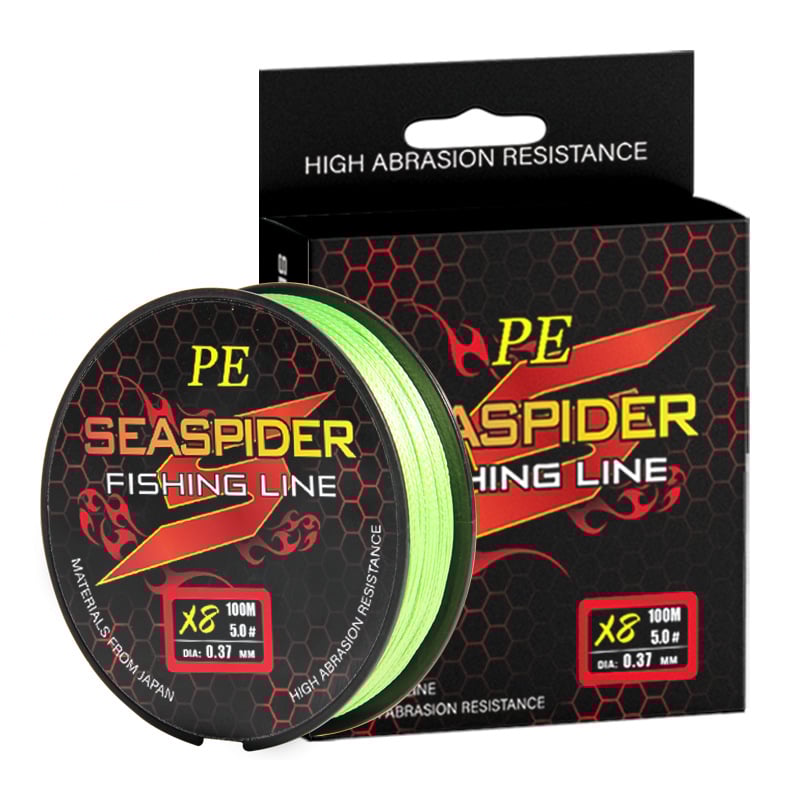 Seaspider galvenā zvejas līnija, 8-slānu Dyneema, PE materiāls, stipra