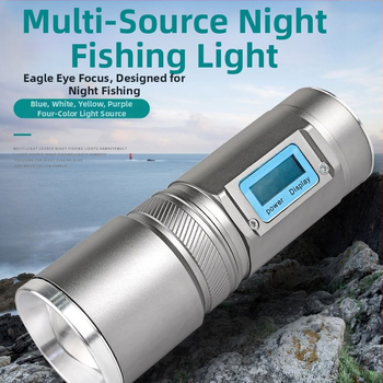 Lampa de pescuit de noapte cu patru surse de lumină, zoom, turelă laser de înaltă putere, alimentată cu baterii