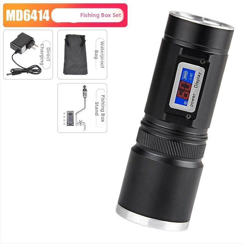 Lampa de pescuit de noapte cu patru surse de lumină, zoom, turelă laser de înaltă putere, alimentată cu baterii