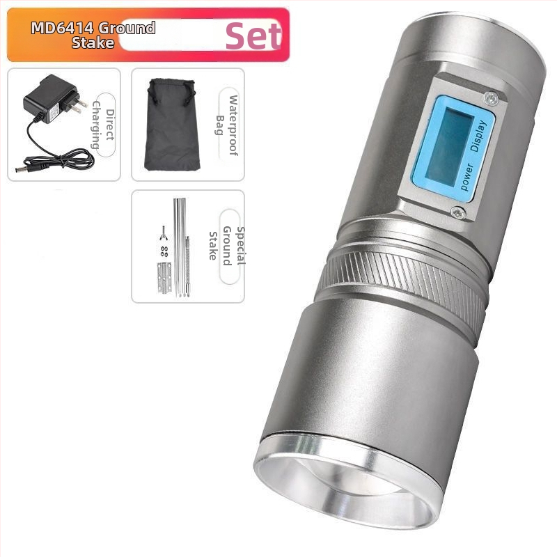 Lampa de pescuit de noapte cu patru surse de lumină, zoom, turelă laser de înaltă putere, alimentată cu baterii