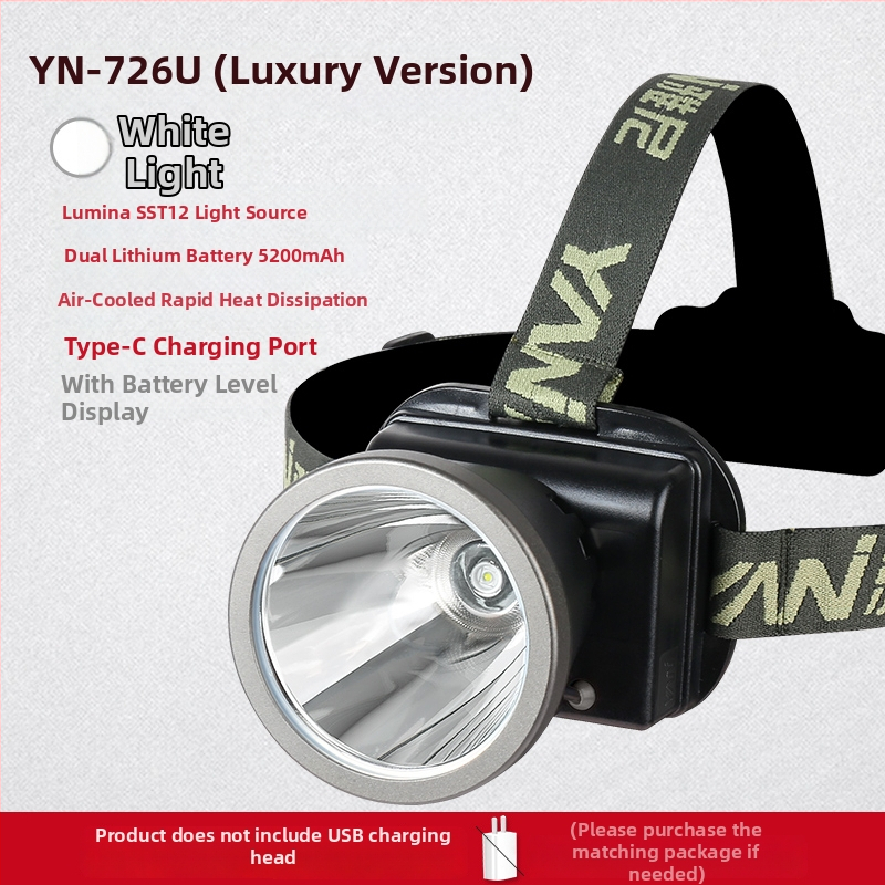 Lampa frontală reîncărcabilă, ultra-luminoasă, rază 300 m, autonomie 10 ore, baterie Li-ion 18650