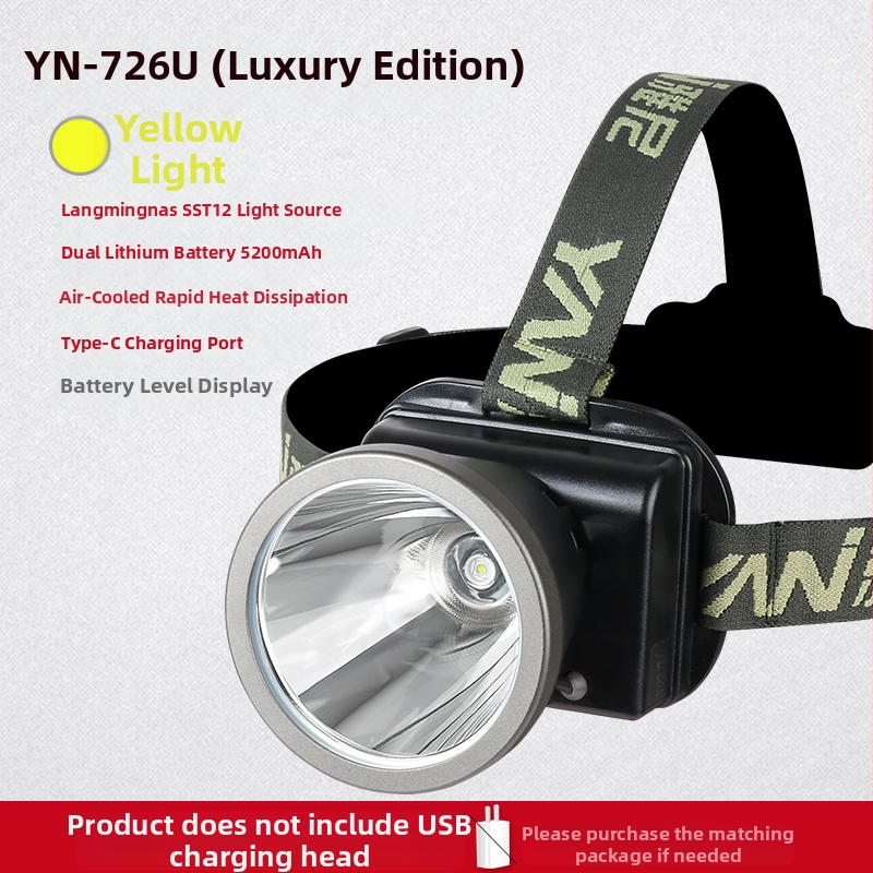 Lampa frontală reîncărcabilă, ultra-luminoasă, rază 300 m, autonomie 10 ore, baterie Li-ion 18650