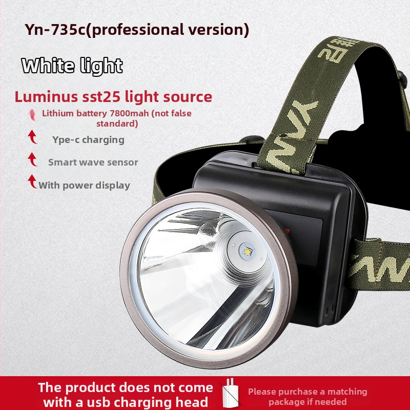 Lampa frontală reîncărcabilă, ultra-luminoasă, rază 300 m, autonomie 10 ore, baterie Li-ion 18650