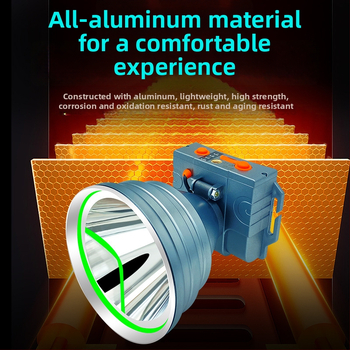 Aukštos galios galvos žibintas, ABS korpusas, 300–500W, 9000mAh baterija, diapazonas 200–500m, įkraunamas