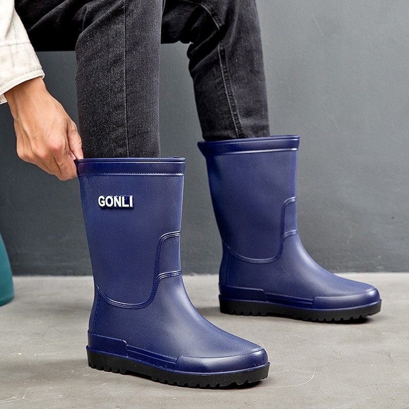 Muške kišne čizme srednje visine, plastični gornji dio i potplat, PU ulošak, mrežasta podstava