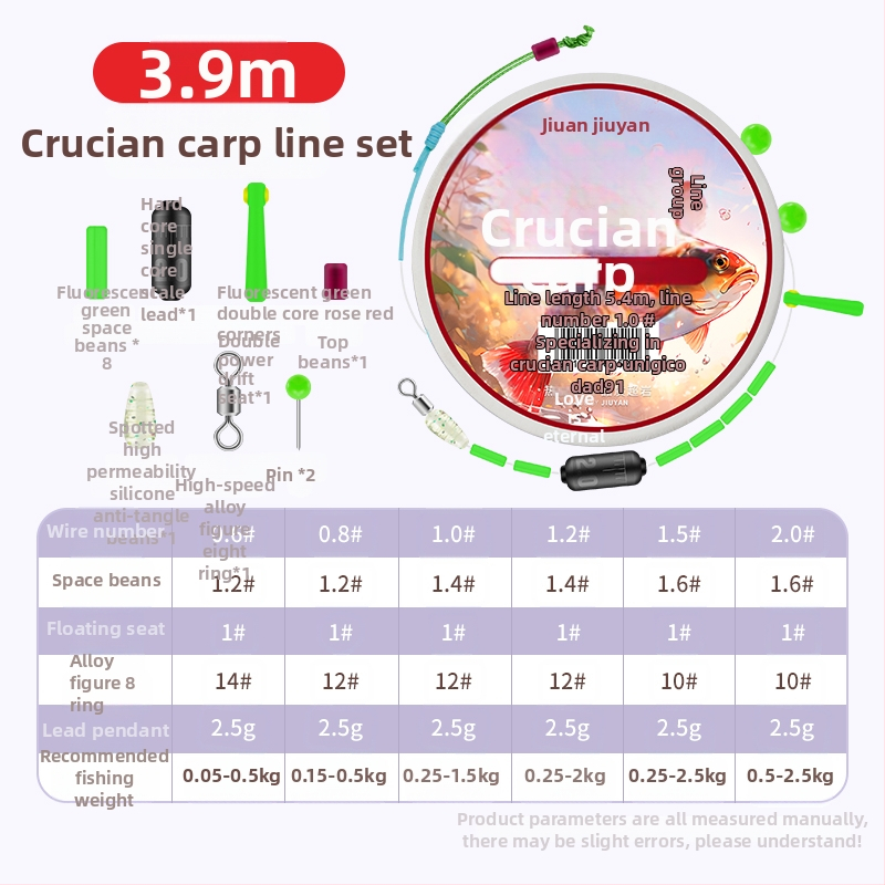 Karūsas makšķerēšanas auklu komplekts - galvenā neilona līnija, pilns līniju komplekts, materiāls zīds, garums cits, makšķerēšanas vieta cita