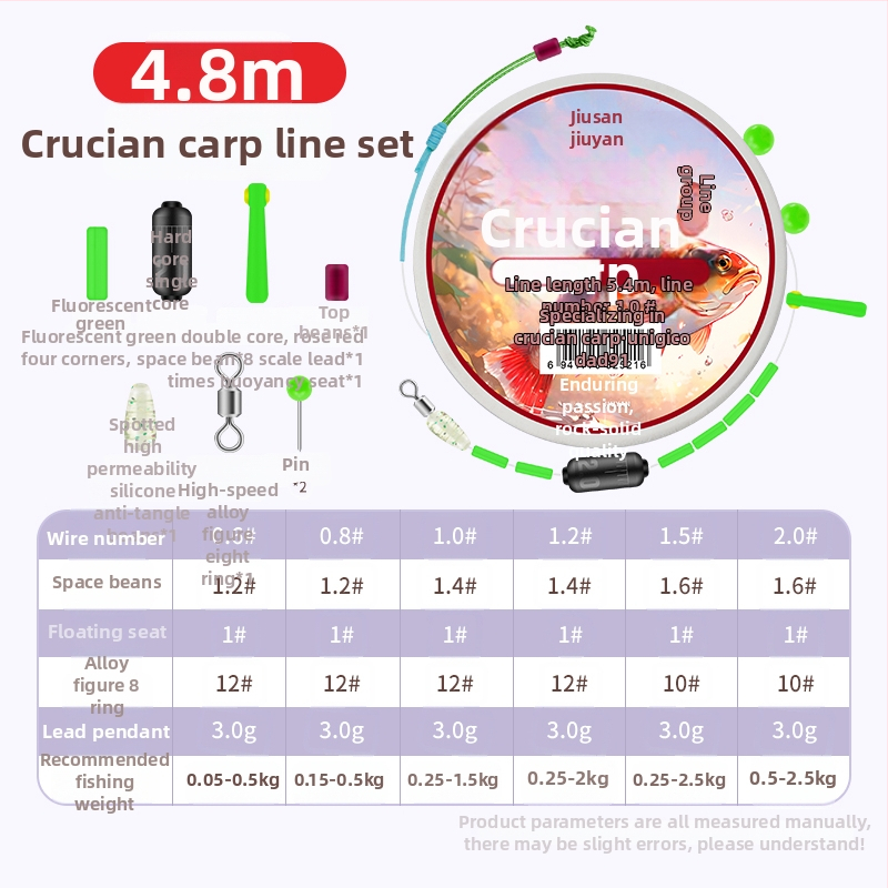 Karūsas makšķerēšanas auklu komplekts - galvenā neilona līnija, pilns līniju komplekts, materiāls zīds, garums cits, makšķerēšanas vieta cita