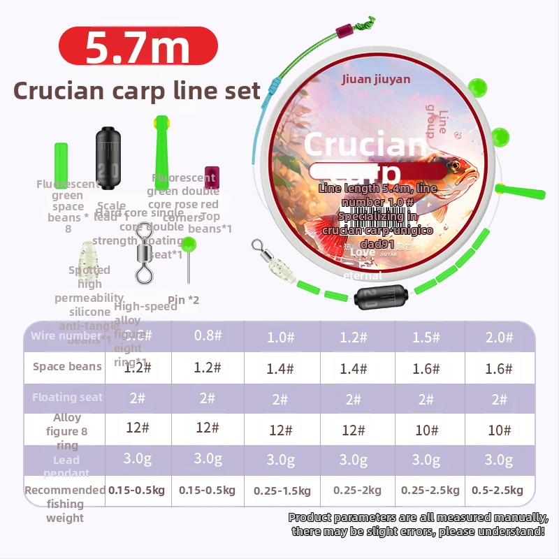 Karūsas makšķerēšanas auklu komplekts - galvenā neilona līnija, pilns līniju komplekts, materiāls zīds, garums cits, makšķerēšanas vieta cita