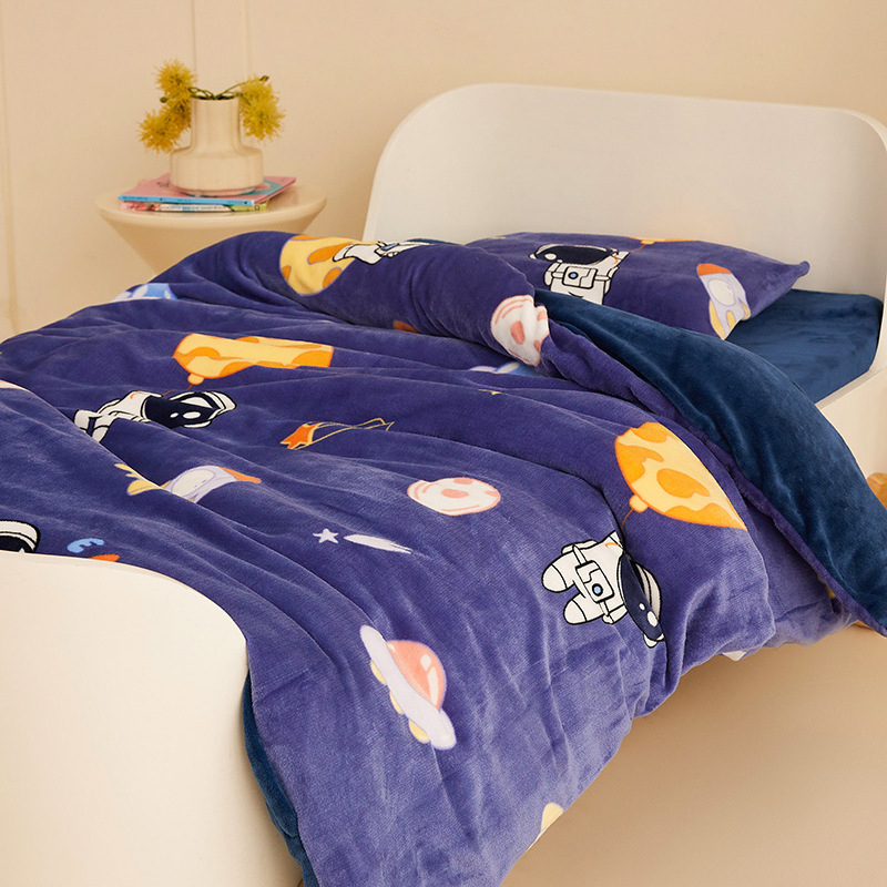 Kūdikių pledas su įdaru poliesterio ir sojų pluošto, pieno sametas audinys, žiemos sezonui, tinkamas vaikams iki 10 metų, svoris 1,1–1,5 kg