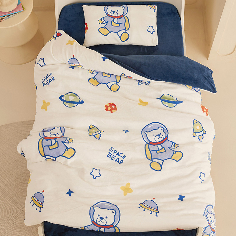 Kūdikių pledas su įdaru poliesterio ir sojų pluošto, pieno sametas audinys, žiemos sezonui, tinkamas vaikams iki 10 metų, svoris 1,1–1,5 kg