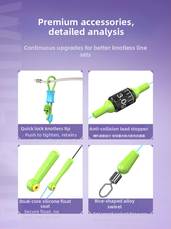 Nailona galvenā zvejas līnija komplekts, bez mezgliem, garums 2,7–9,0 m; piemērots upēm, straumēm, dīķiem un rezervoāriem