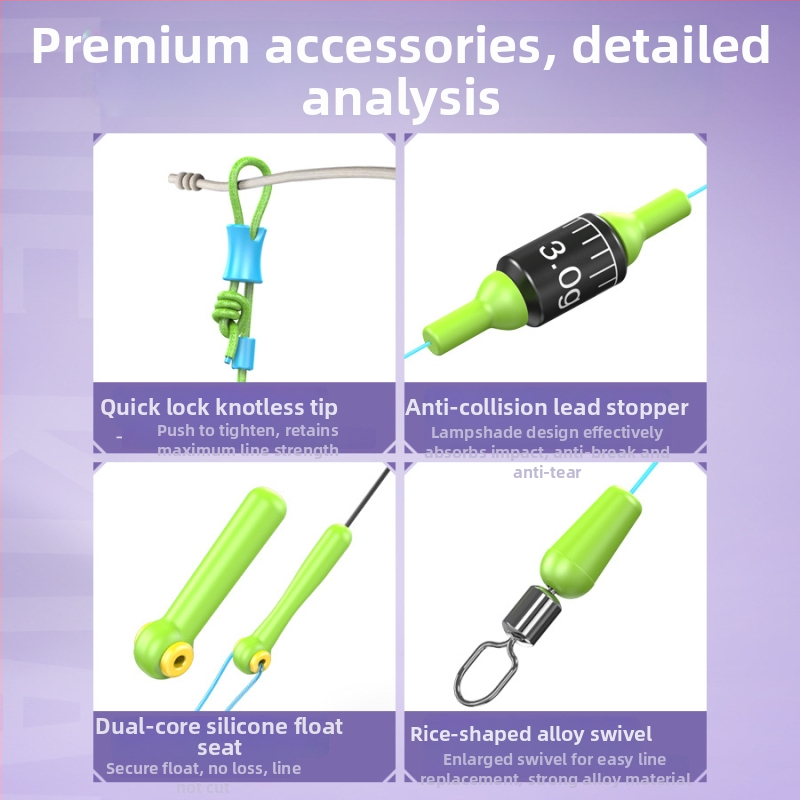 Nailona galvenā zvejas līnija komplekts, bez mezgliem, garums 2,7–9,0 m; piemērots upēm, straumēm, dīķiem un rezervoāriem