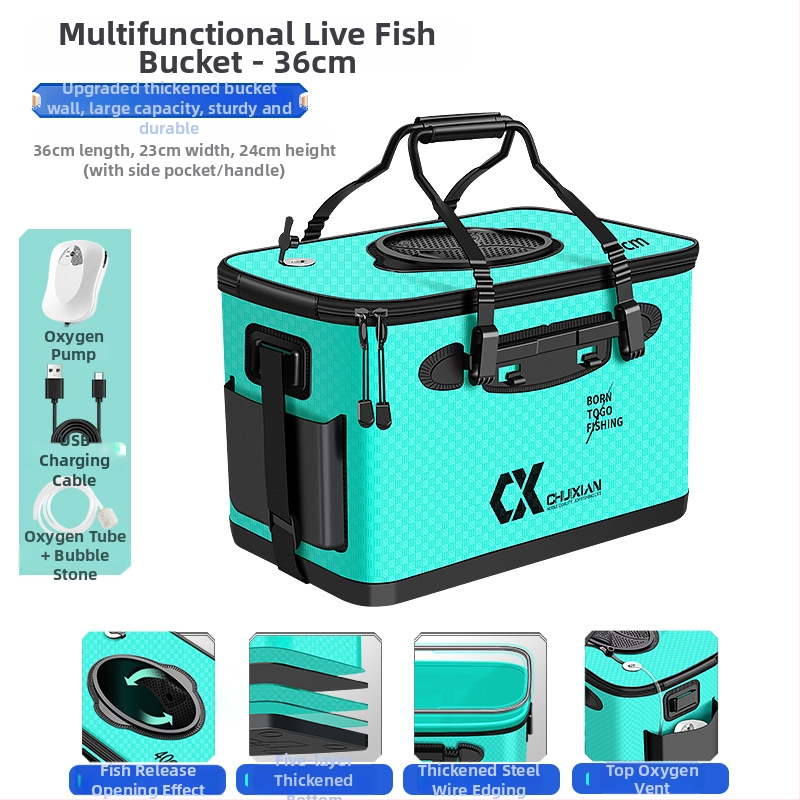 Dzīvās zivis grozs makšķerēšanai - EVA materiāls, 1,6 kg, paaugstināts dzīvās zivis nodalījums, mānekļu kārbiņa