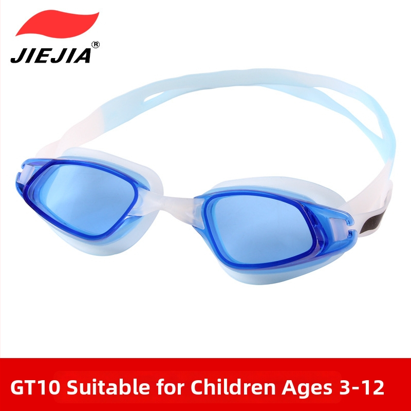 Ochelari de înot pentru copii Jiejia J2670 – Set de 3 piese (șapcă de înot, dopuri pentru urechi, clips pentru nas), multicolor, anti-fog, lentile PC, HD