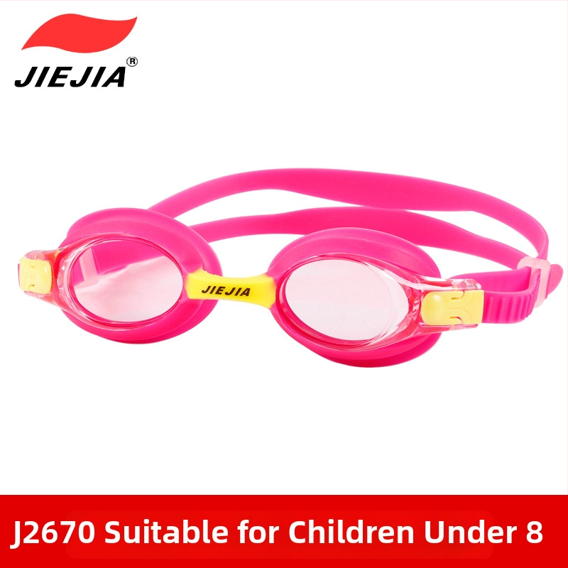 Ochelari de înot pentru copii Jiejia J2670 – Set de 3 piese (șapcă de înot, dopuri pentru urechi, clips pentru nas), multicolor, anti-fog, lentile PC, HD