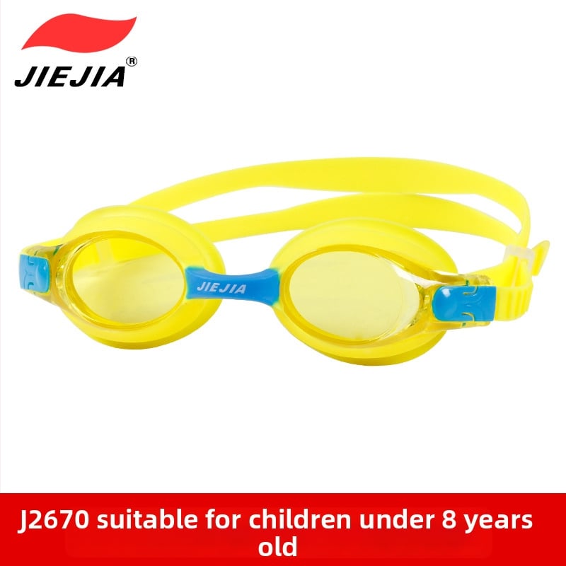 Ochelari de înot pentru copii Jiejia J2670 – Set de 3 piese (șapcă de înot, dopuri pentru urechi, clips pentru nas), multicolor, anti-fog, lentile PC, HD
