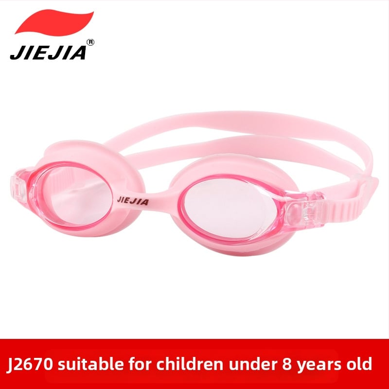 Ochelari de înot pentru copii Jiejia J2670 – Set de 3 piese (șapcă de înot, dopuri pentru urechi, clips pentru nas), multicolor, anti-fog, lentile PC, HD