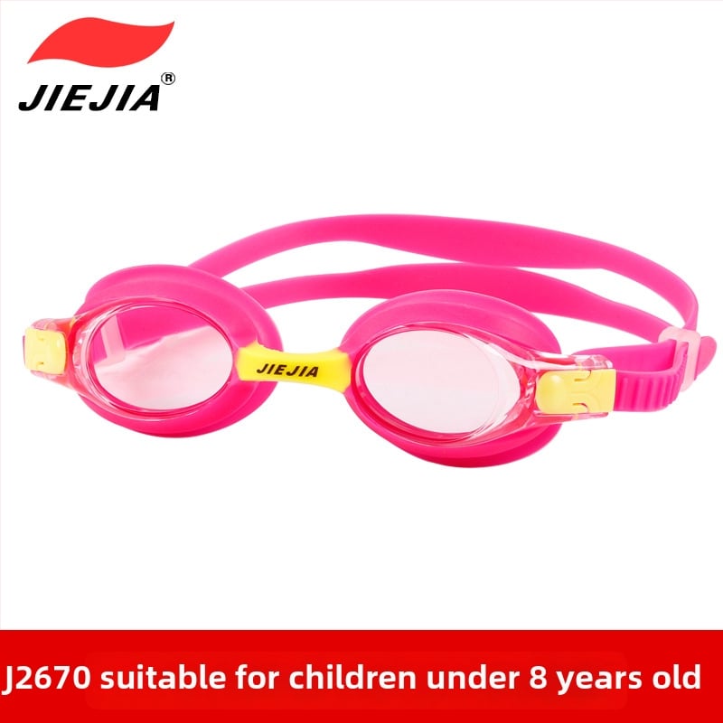 Ochelari de înot pentru copii Jiejia J2670 – Set de 3 piese (șapcă de înot, dopuri pentru urechi, clips pentru nas), multicolor, anti-fog, lentile PC, HD