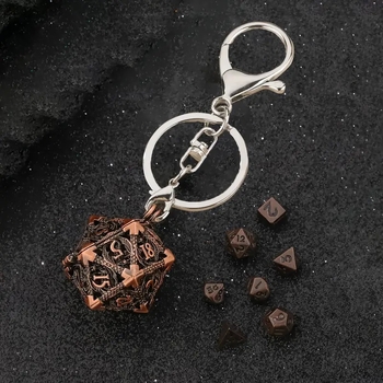 Bakarna D20 kocka s šupljim zmajem, set privjesaka za ključeve