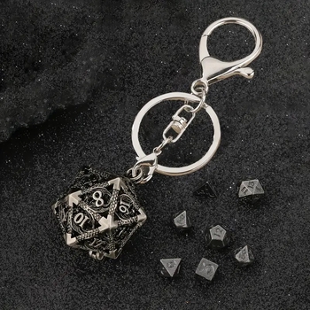 Bakarna D20 kocka s šupljim zmajem, set privjesaka za ključeve