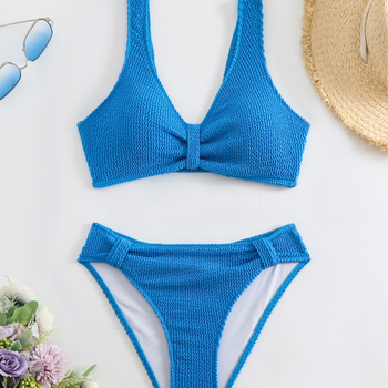 Dvodijelni bikini, visokog struka, jednobojni, prekrivanje trbuha, s umetkom za grudi, model 2025