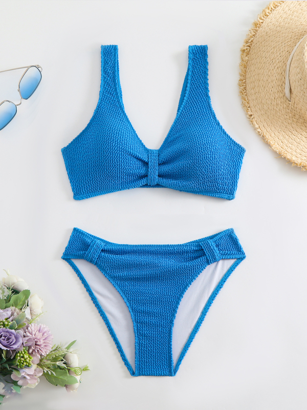 Dvodijelni bikini, visokog struka, jednobojni, prekrivanje trbuha, s umetkom za grudi, model 2025