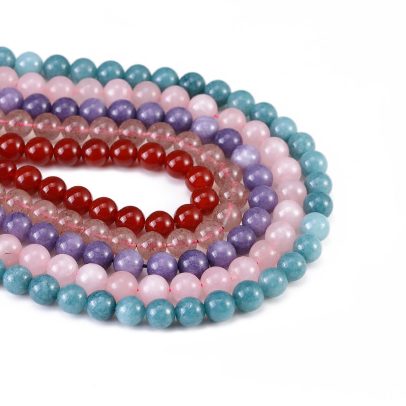 Prirodne crvene ahat kuglice – slobodne perle za DIY nakit, materijali od prirodnog kamena