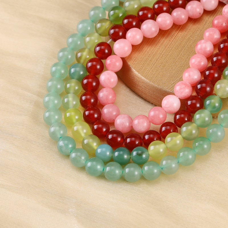 Prirodne crvene ahat kuglice – slobodne perle za DIY nakit, materijali od prirodnog kamena