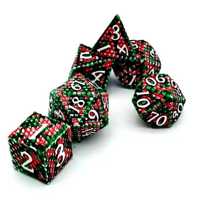 Metāla spēļu kauliņi no cinka sakausējuma, daudzfacētiska drakona zvīņu raksts, taisnstūra stila, iespējama pielāgošana, piemēroti šahām un spēlēm ar kartēm