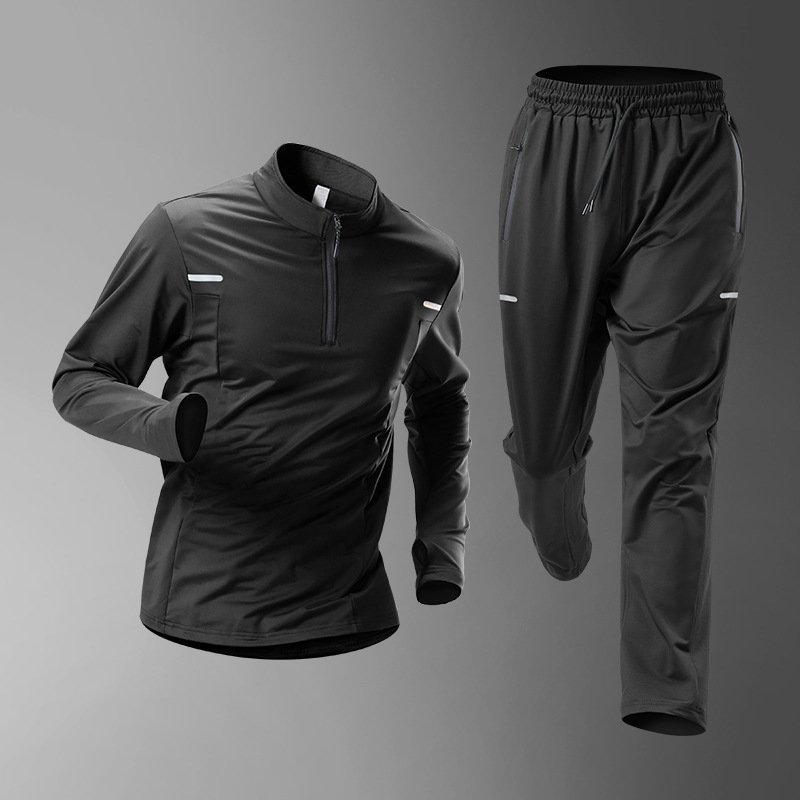 Vīriešu velosporta komplekts — brīva piegriezuma tops un bikses, ātri žūstošs, rudens–ziemas aprīkojums