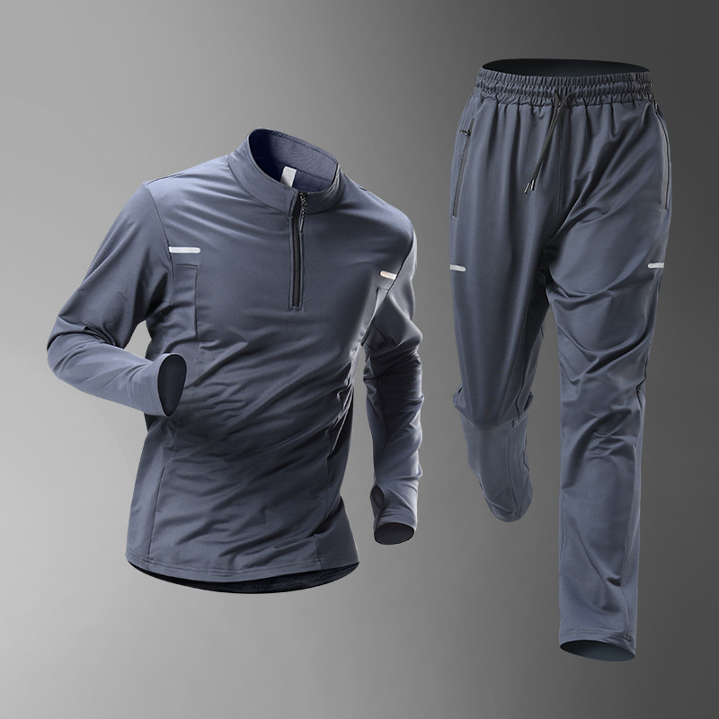 Vīriešu velosporta komplekts — brīva piegriezuma tops un bikses, ātri žūstošs, rudens–ziemas aprīkojums