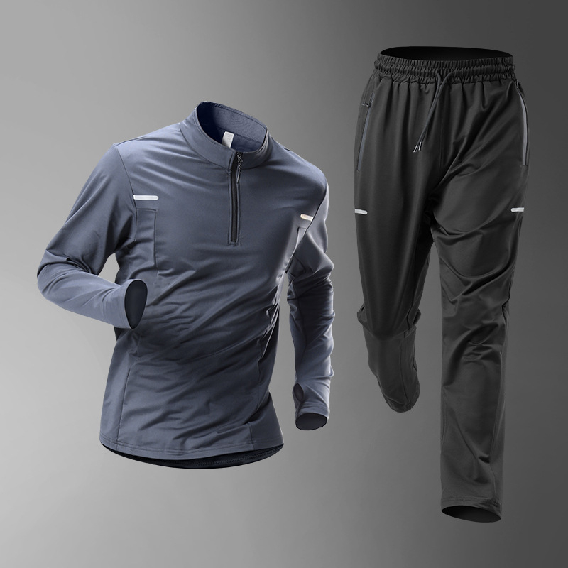 Vīriešu velosporta komplekts — brīva piegriezuma tops un bikses, ātri žūstošs, rudens–ziemas aprīkojums