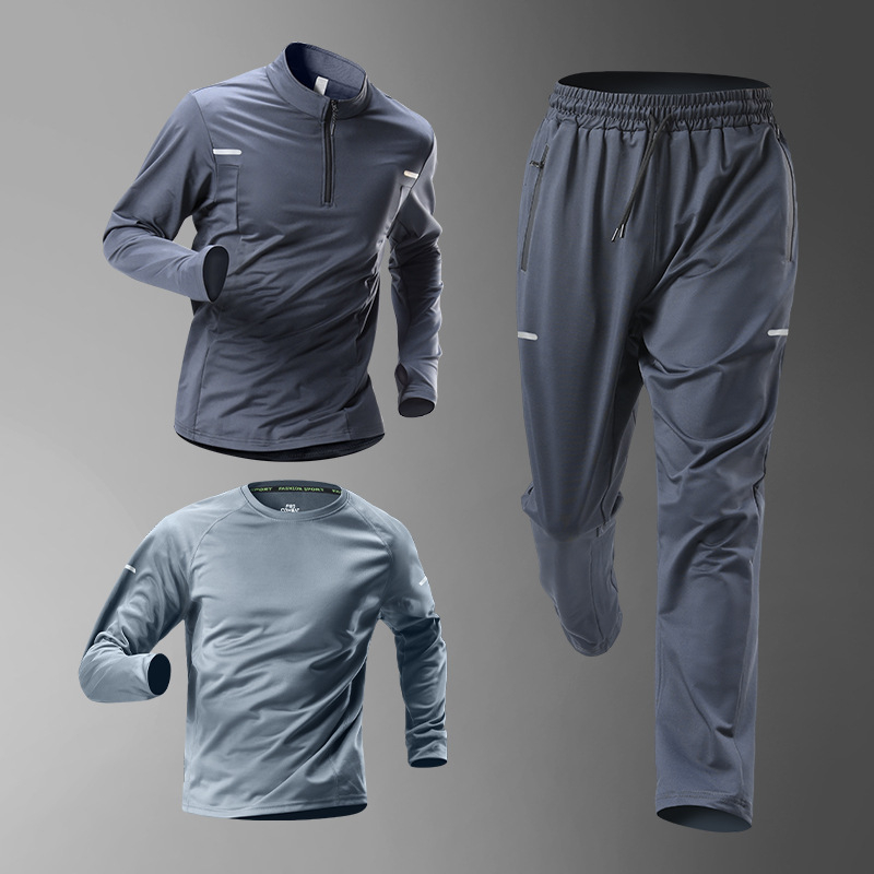 Vīriešu velosporta komplekts — brīva piegriezuma tops un bikses, ātri žūstošs, rudens–ziemas aprīkojums