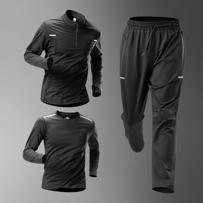 Vīriešu velosporta komplekts — brīva piegriezuma tops un bikses, ātri žūstošs, rudens–ziemas aprīkojums