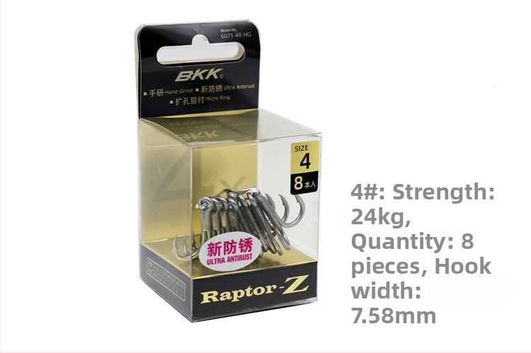 BKK jūras zvejai āķis, modeļa 6071-4X-HG, ar trim āķiem, četrkārtīgs stiprinājums, pretkorozijas materiāls