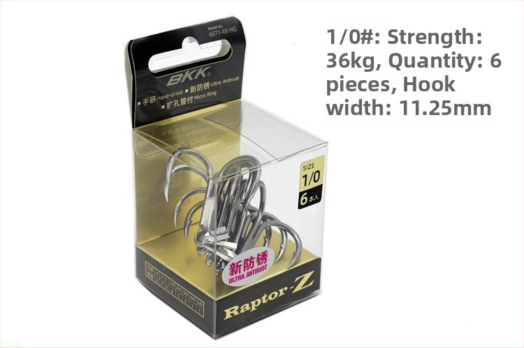 BKK jūras zvejai āķis, modeļa 6071-4X-HG, ar trim āķiem, četrkārtīgs stiprinājums, pretkorozijas materiāls