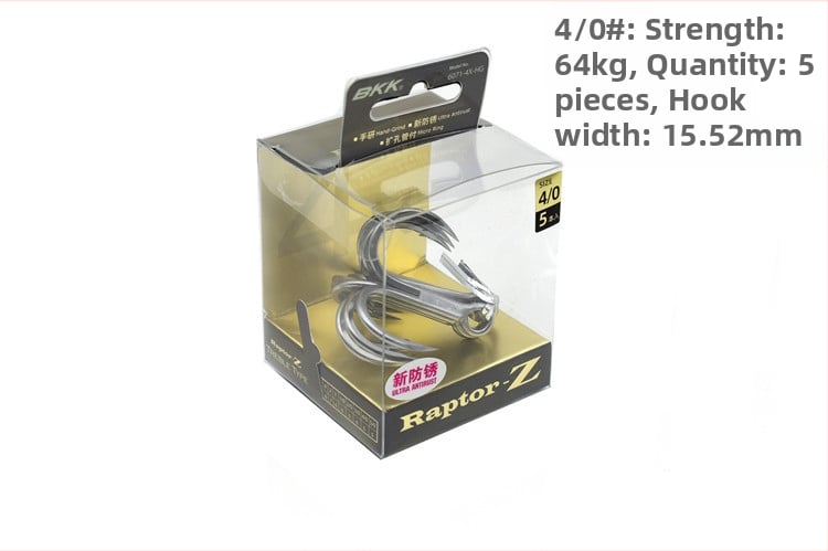 BKK jūras zvejai āķis, modeļa 6071-4X-HG, ar trim āķiem, četrkārtīgs stiprinājums, pretkorozijas materiāls