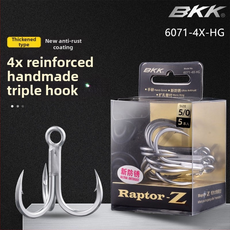 BKK jūras zvejai āķis, modeļa 6071-4X-HG, ar trim āķiem, četrkārtīgs stiprinājums, pretkorozijas materiāls