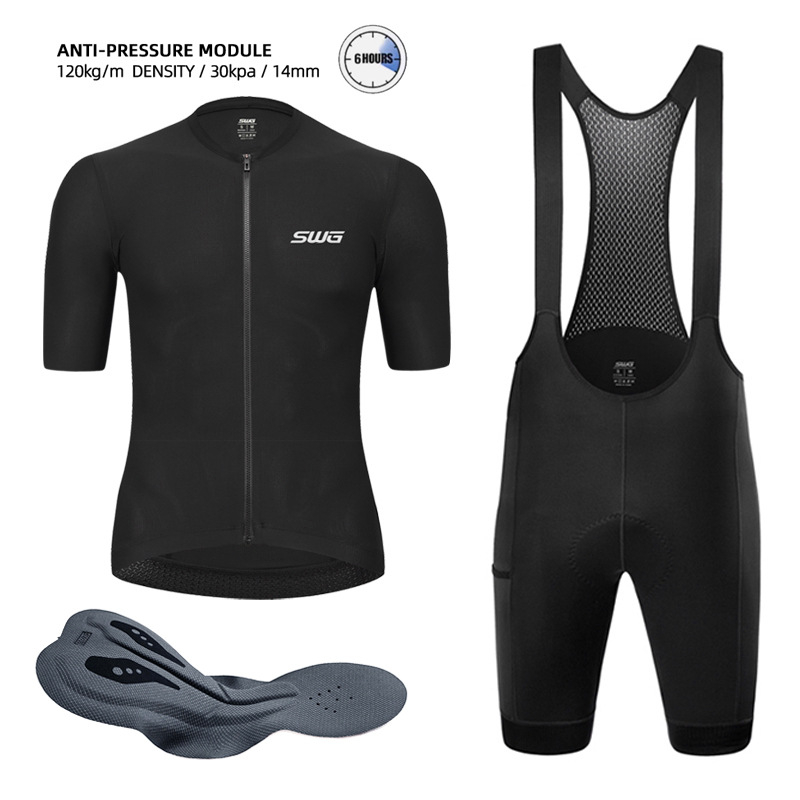 SWG Vīriešu īsās piedurknes velosipēdu krekls, mitrumu novēršana, neilona elpojošā sieta audums, vienkrāsains, vasara