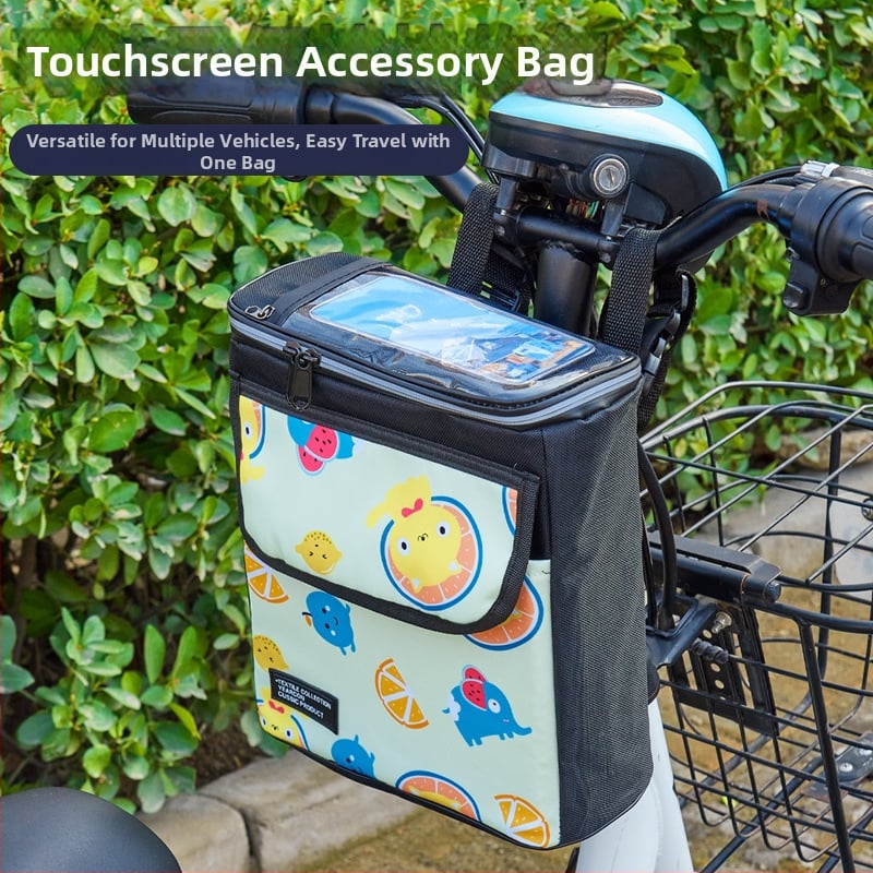 PVC velosipēda priekšējā uzglabāšanas soma ar iekšējo odere un telefona kabatu