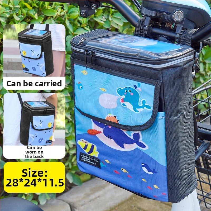 PVC velosipēda priekšējā uzglabāšanas soma ar iekšējo odere un telefona kabatu