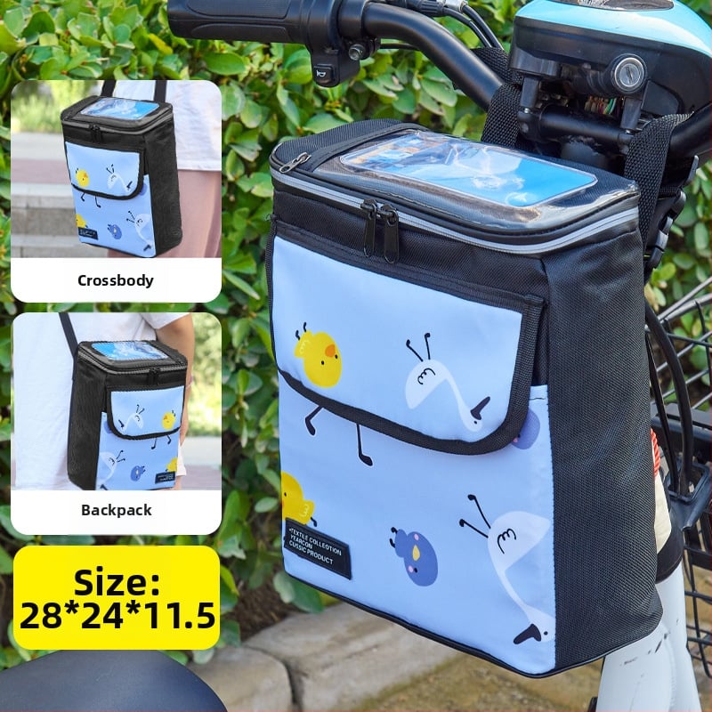 PVC velosipēda priekšējā uzglabāšanas soma ar iekšējo odere un telefona kabatu