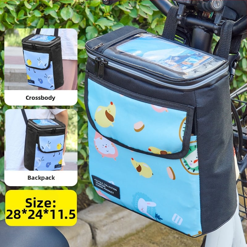 PVC velosipēda priekšējā uzglabāšanas soma ar iekšējo odere un telefona kabatu