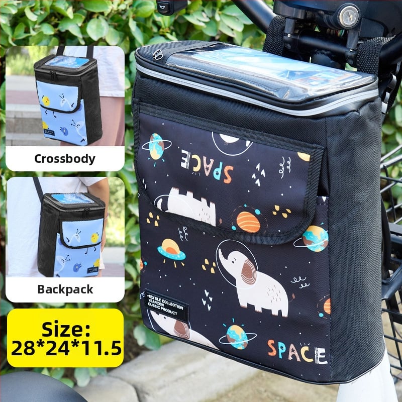 PVC velosipēda priekšējā uzglabāšanas soma ar iekšējo odere un telefona kabatu