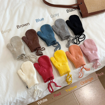 Bērnu cimdi ziemai korejas stilā, siltie adīti cimdi, vecums 1-4 gadi, abpusēji piemēroti, vienkrāsains raksts