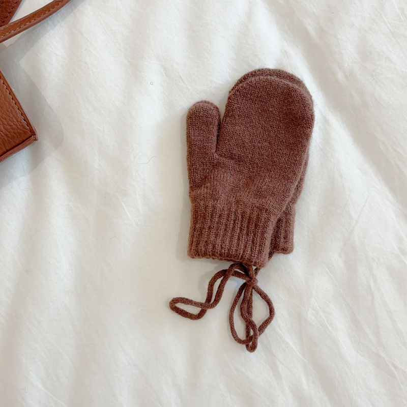 Bērnu cimdi ziemai korejas stilā, siltie adīti cimdi, vecums 1-4 gadi, abpusēji piemēroti, vienkrāsains raksts