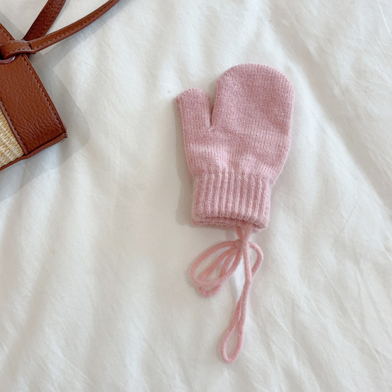 Bērnu cimdi ziemai korejas stilā, siltie adīti cimdi, vecums 1-4 gadi, abpusēji piemēroti, vienkrāsains raksts