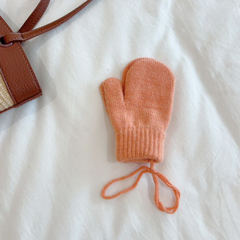 Bērnu cimdi ziemai korejas stilā, siltie adīti cimdi, vecums 1-4 gadi, abpusēji piemēroti, vienkrāsains raksts