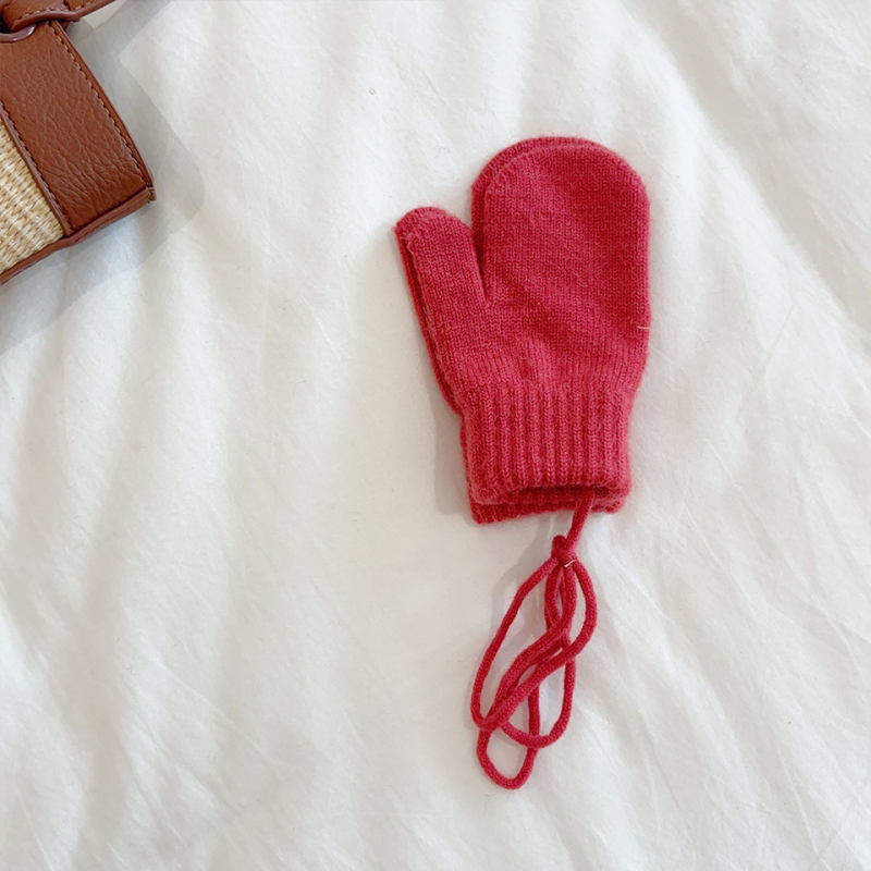 Bērnu cimdi ziemai korejas stilā, siltie adīti cimdi, vecums 1-4 gadi, abpusēji piemēroti, vienkrāsains raksts